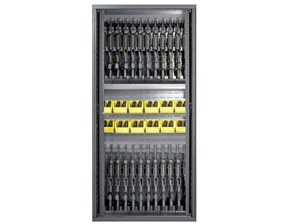 NSN # 1095-01-599-4882 Weapon Cabinet 24 rifle, 24 handgun - Retracting Door