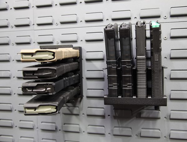 magazine holders on a gun wall