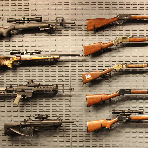 rifle display mounts on gun wall