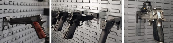 pistol storage on a gun wall