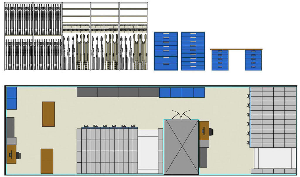 Weapon storage armory design